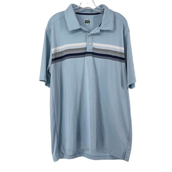 Bolle Golf Polo Mens Size L Blue Short Sleeve Striped Chest Quick Dry Collared - Picture 1 of 6